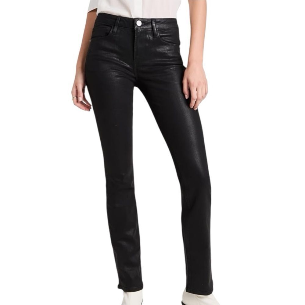 FRAME DENIM LE MINI BOOT COATED BLACK JEANS Size 31 NWT